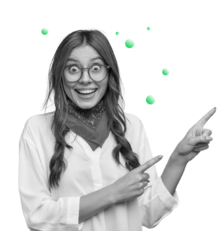 atendimento mulher apontando