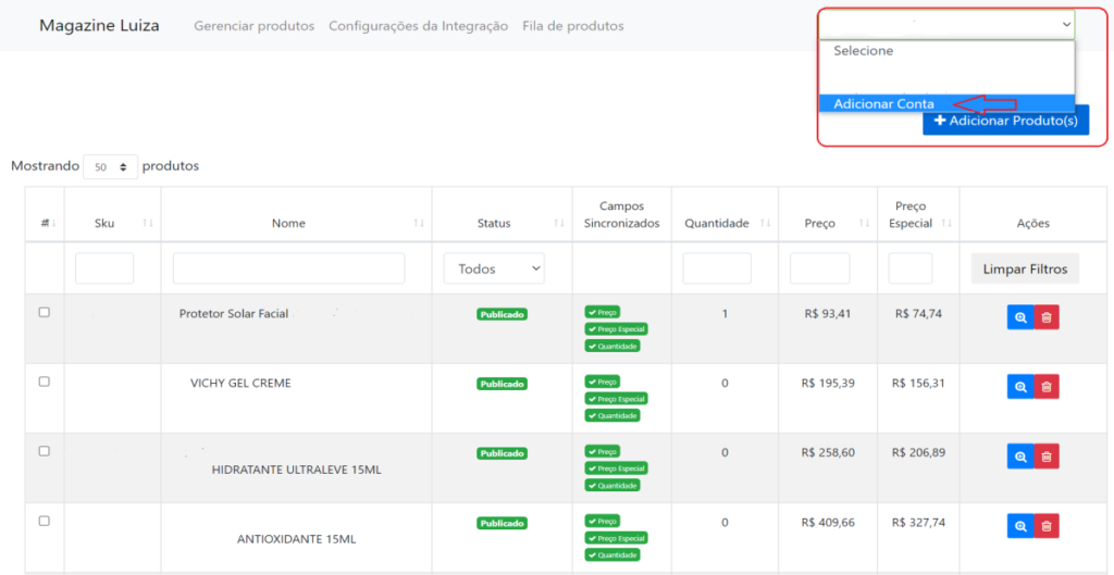 Múltiplas contas na Magalu